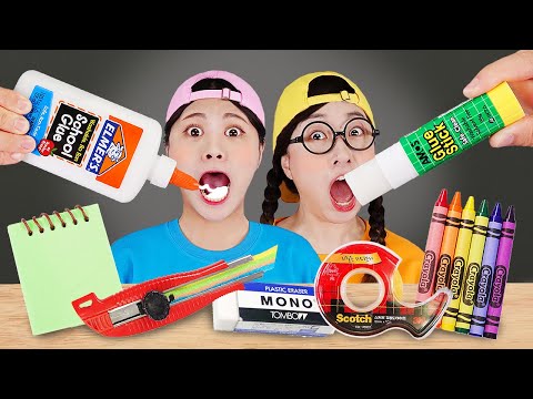 Fun Sneak Food DIY School Supplies Mukbang 학용품 먹방 DONA 도나