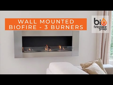 Wall mounted steel bioethanol fireplace with three burners | Bio Fireplace Group