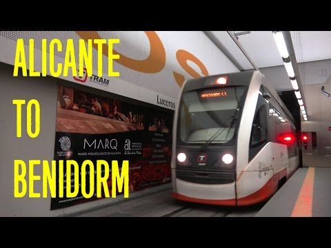 Train trip from Alicante to Benidorm, Costa Blanca, Spain - TRAM Alicante 4K