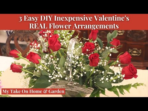 3 DIY VALENTINE's REAL Flower Arrangements // Easy Budget Friendly!!